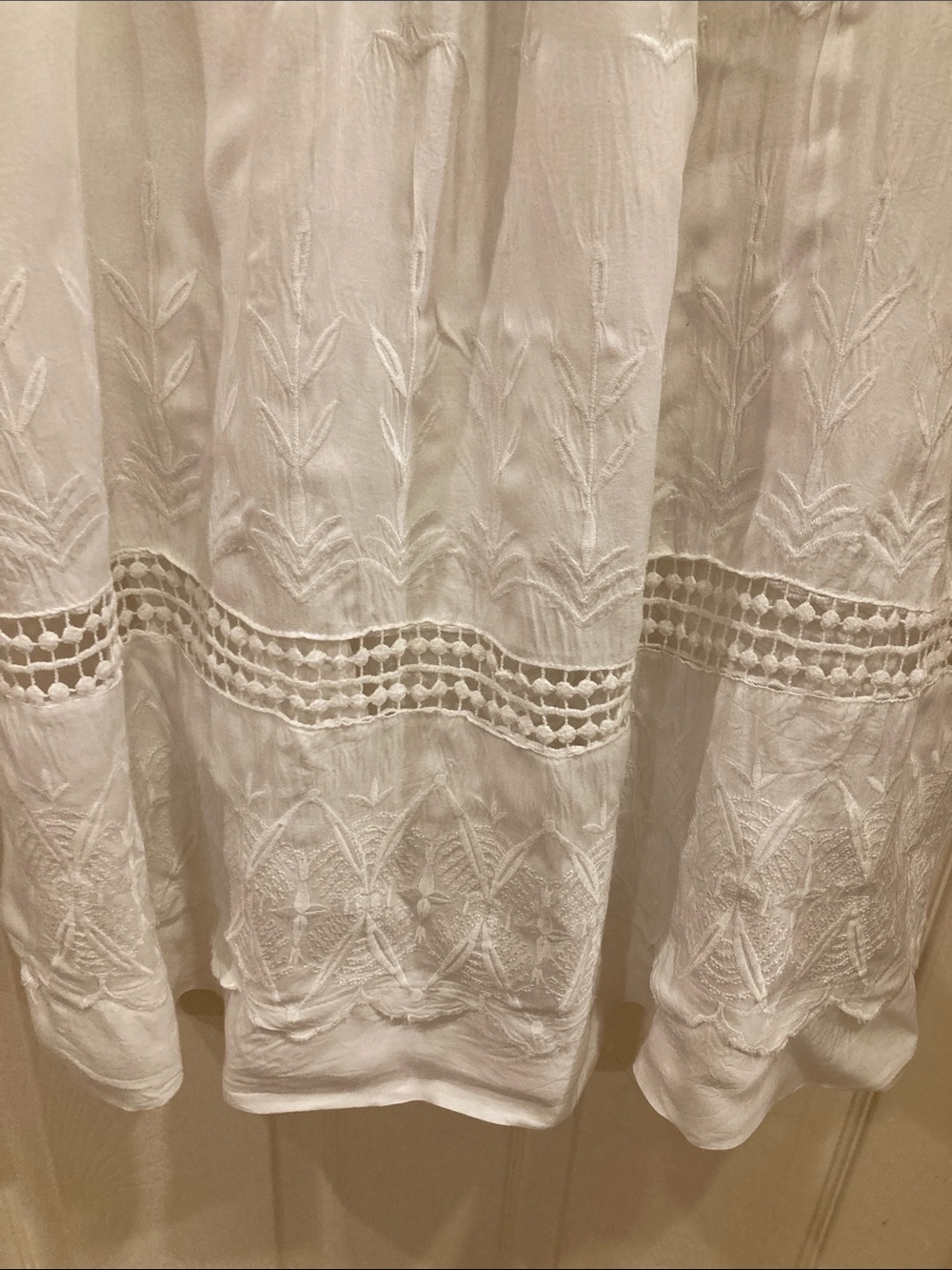 Boho White Long Sleeve Embroidered Peasant Dress - Picture 7 of 10